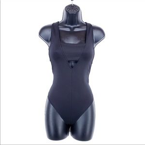 FOREVER 21 Bodysuit Sexy Cutouts Stretch Black L